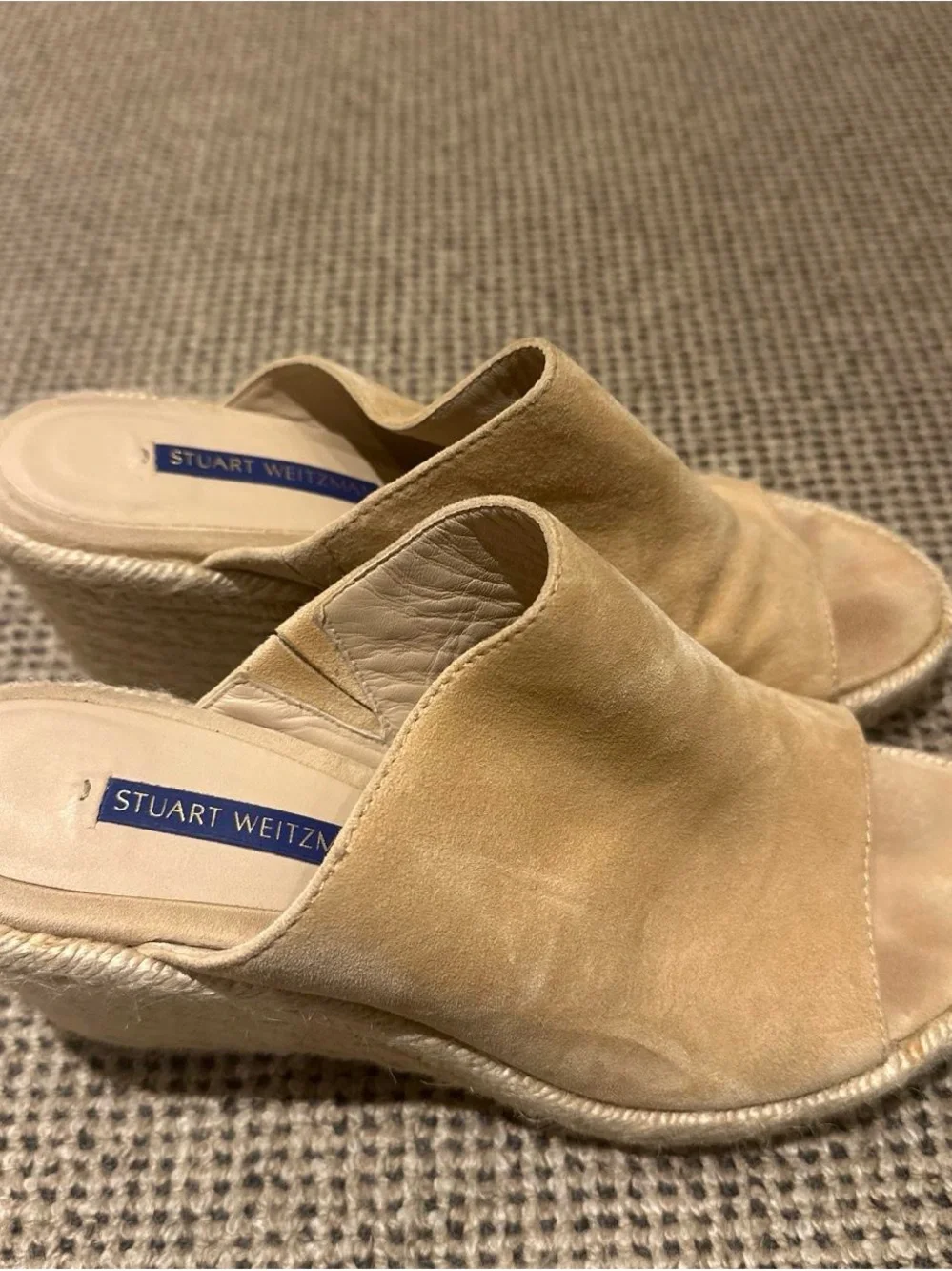 Stuart Weitzman Tan Suede Mules